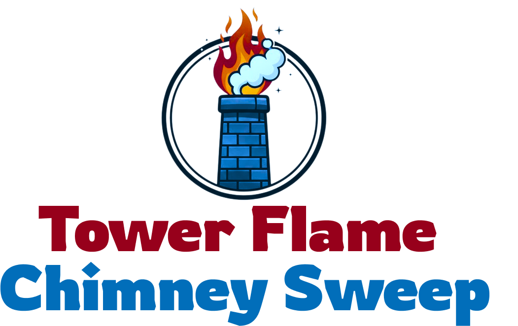 Tower Flame Chimney Sweep Logo